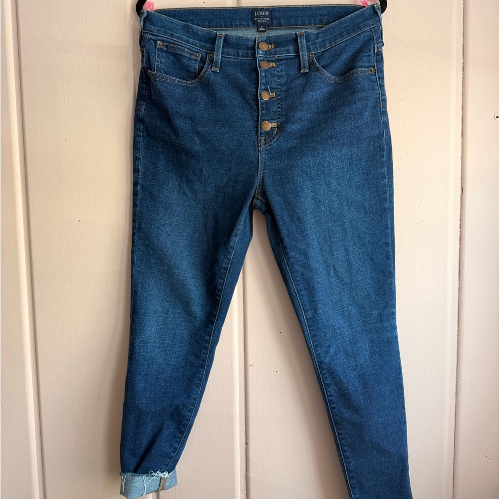 J. Crew Women's Skinny High Rise button fly 10” Blue Jeans sz31